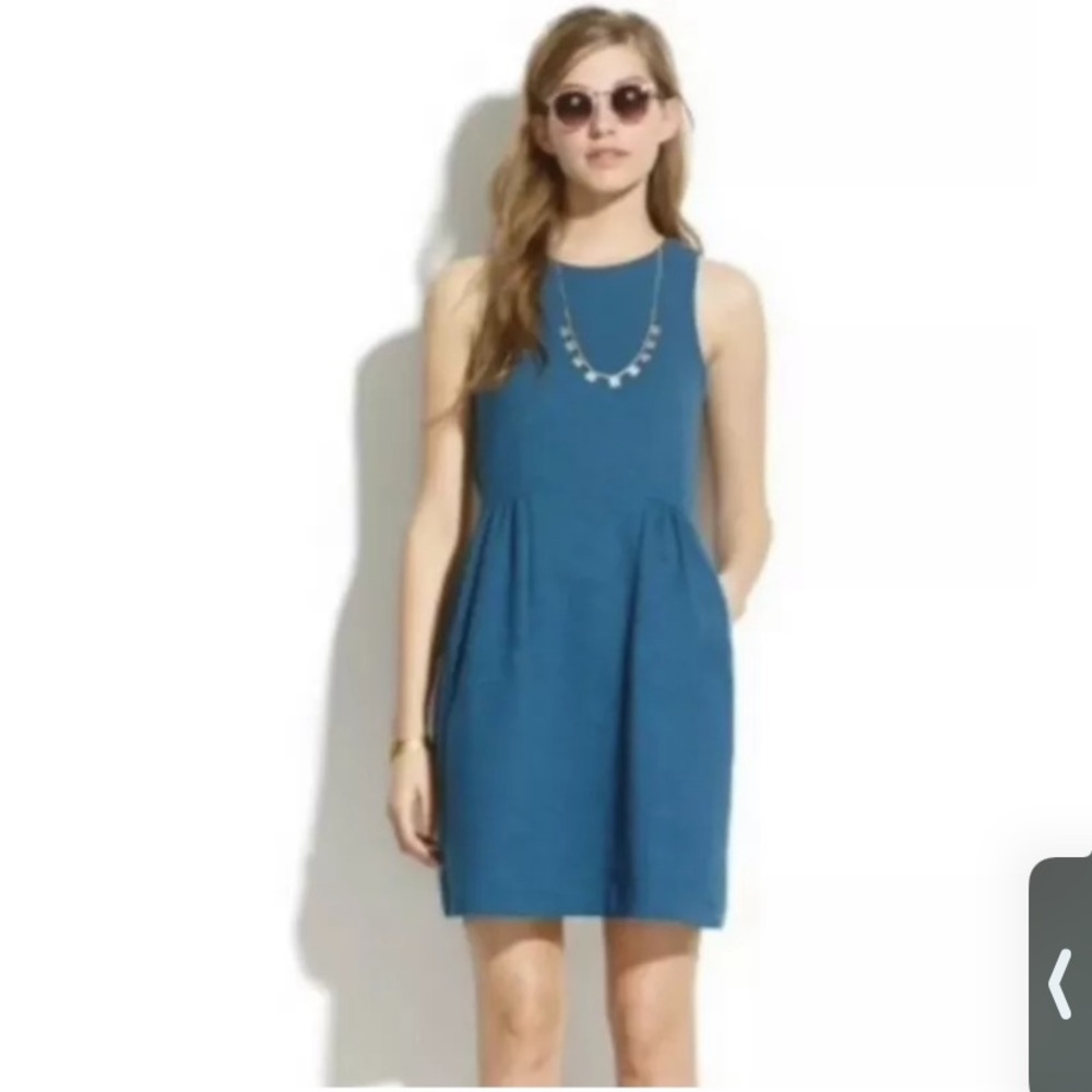 Madewell Blue Sleeveless Dress With Pockets